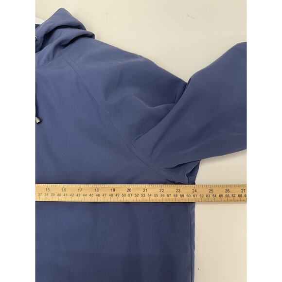 L.L. Bean Womens Jacket Size Petite Large Dark Blue Zip Up Hooded Trench Coat - Picture 9 of 12